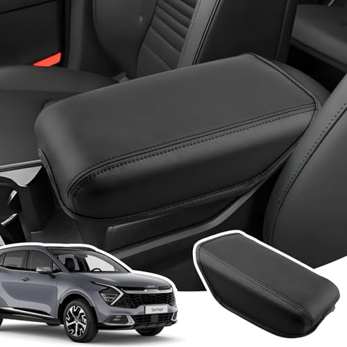 LANGBEAN Housse d'Accoudoir pour Kia Sportage HEV MHEV PHEV 2022-2025 | Transmission Automatique / Électronique, Couvre Accoudoir Console Centrale, Matériel Cuir PU, Protection Accoudoir