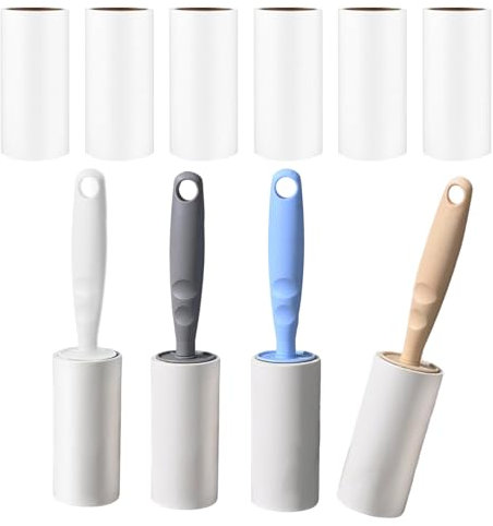 Druuzy Rodillo Quitapelusas 10 Rollos 600 Hojas Cada Uno con 4 Dispensadores Incluidos, Quitapelos Mascotas, Quita Pelusas Ropa para Ropa Pelo, Pelo de Perro, Rodillo de Pelo de Gato