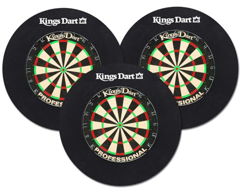 Kings Dart Dart Set Dartscheiben mit Auffangfeld | 3 Profi Dartboards inkl. Auffangring | Sisal | ø 45 cm | Spider 0,7 mm | Mit Wandaufhängung | WDF Standard | 5 kg