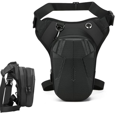 Bolsa Pierna Moto para Hombres y Mujeres Pernera Moto Impermeable | Riñonera de Pierna Táctica con Correa Ajustable para Ciclismo Pesca Camping Montañismo Senderismo(Negro)