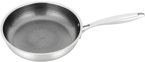 YlluySmn Bratpfanne Edelstahl Wabenstruktur,28cm Induktion Pfanne Anti Haft Kratzfest,Gleichmäßige Erwärmung Induktion Pfanne,für Hotels, Restaurants und Familien