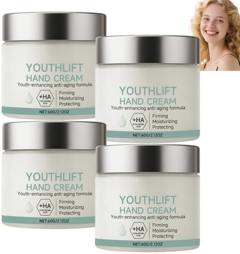 Youthlift Handcreme für trockene Hände, feuchtigkeitsspendende, straffende Handcreme mit Hyaluronsäure, Anti-Aging Handlotion für Falten, nährende Repair für Frauen und Männer (4pcs)