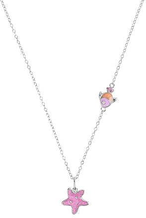 Prinzessin Lillifee Kette mit Anhänger für Mädchen, Sterling Silber 925, mit Zirkonia, 35+3 cm, silber, Seestern und Fisch, Kinderschmuck, Geschenkidee, kommt in Schmuck Geschenk Box, 2101017