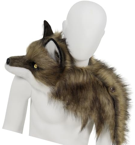 Hkfgdjdl Schal aus Kunstfell, Fuchsform, warm, für den Winter, Stola, Schal, Halswärmer, Cosplay, Halloween, Kostüm-Zubehör