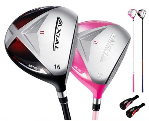 Mazza da golf per bambini destrorsi, #1 driver, #5 UT ibridi in ferro per bambini, asta in carbonio, mazza da golf in legno (rosa, #ibrido, 9-12 anni)