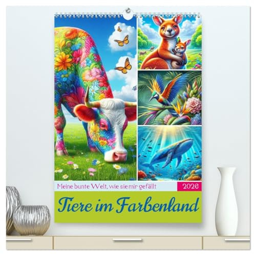 Tiere im Farbenland - Meine bunte Welt, wie sie mir gefällt (hochwertiger Premium Wandkalender 2026 DIN A2 hoch), Kunstdruck in Hochglanz: Eine ... bunter Tierillustrationen (CALVENDO Tiere)