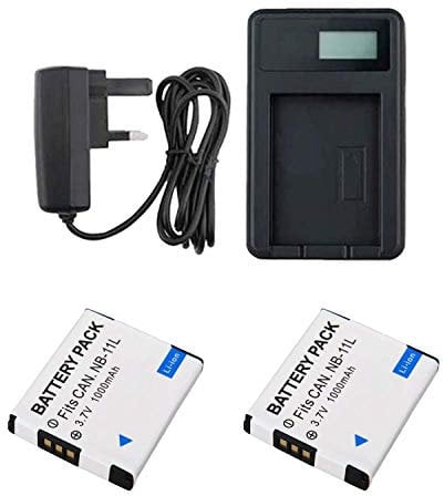 AAA PRODUCTS - Mains Battery Charger and 2 x Rechargeable Battery for Canon Digital Cameras - Replacement for Canon Battery Charger CB-2LDE / CB-2LFE and NB-11L / NB-11LH Battery