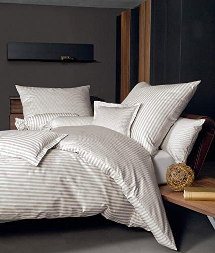 Janine 3912 Mako Seidensatin Wendebettwäsche modernclassic 40x80 cm naturell