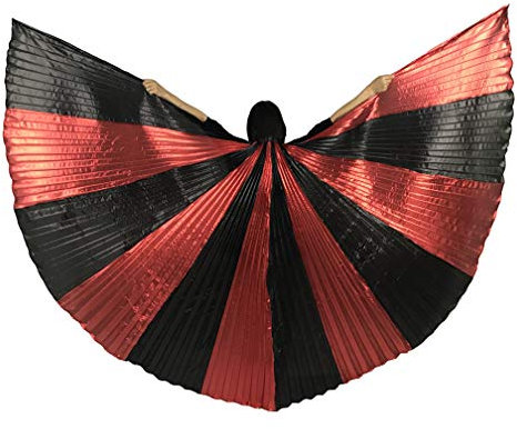 Baisdan Isis Flügel für Ägypten Bauchtanz Karneval Kostüm Festival Cosplay Isis Flügel mit Stäbchen schwarz&rot