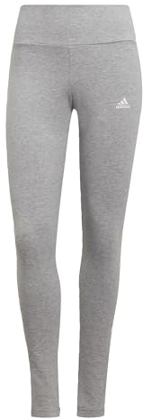 adidas Damen Essentials High-Waisted Logo Leggings, Medium Grey Heather / White, L