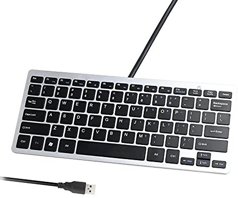 Powboro Upgraded PC Computer Laptop Mini USB Wired Keyboard for Mac and Windows 78 Scissor Keys Small Super Thin Compact Multimedia Keyboard
