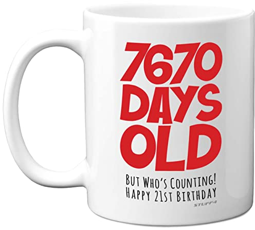 21st Birthday Mug Gift for Men Women Him Her - 7670 Days Old - Funny Adult Twenty-One Twenty-First Happy Birthday Present for Brother Sister Son Daughter Cousin, 11oz Ceramic Dishwasher Safe Mugs