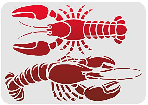 FINGERINSPIRE Hummer-Schablone 29,7 x 21 cm Wiederverwendbare Hummer-Zeichenschablone Meer Ozean Kreaturen Schablonen Meerestiere Schablone zum Malen auf Holzfliesen Papier Stoff Bodenwand