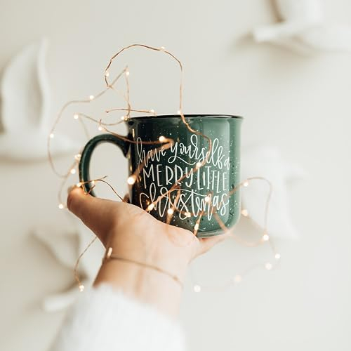 Merry Christmas Campfiretasse XL, Große Tasse (400ml), Jumbotasse, Steingut Kaffeebecher Geschenkideen Weihnachten Becher Geschenke Weihnachtstasse (Merry Christmas Campfiretasse grün)