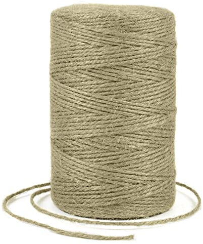 Uiopa Ficelle Jute 2mm x 200m Ficelle Corde Jute Naturel Fil de Ficelle Jardinage Corde Chanvre, Cordelette Jute pour Jardin, Bricolage d'art Créatif, L'emballage Cadeau, Deco Noel (Verte Armée)