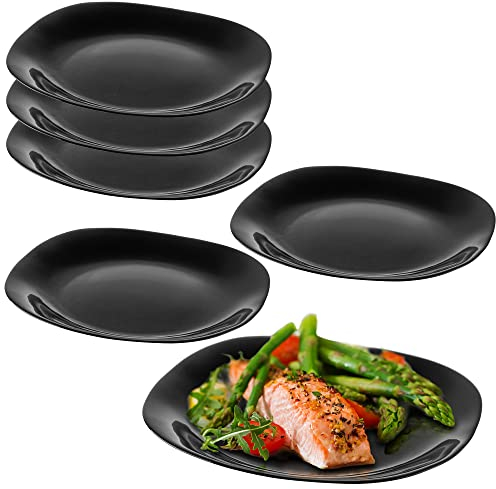 KADAX schwarze Speiseteller, Spülmaschinengee Teller-Set, Essteller aus verstärktem Glas, modernes Geschirr für Haus und Restaurant (Schwarz/6 Stück)