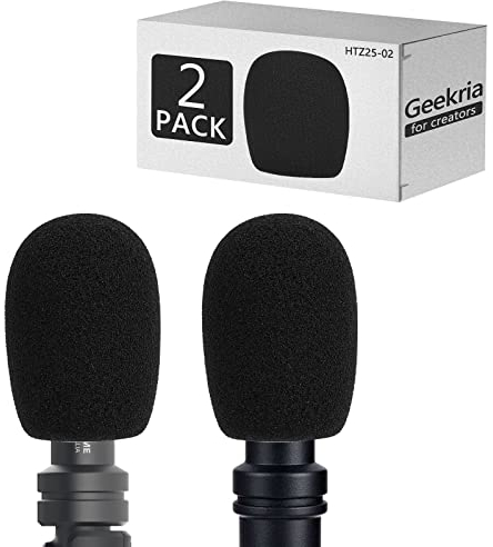 Geekria for Creators Schaumstoff-Windschutzscheibe, kompatibel mit RODE VideoMicro, VideoMic Me,VideoMic Me-C,VideoMic Me-L Mikrofon Mikrofon-Windabdeckung, Schwamm-Schaumstofffilter (schwarz/2 Stück)