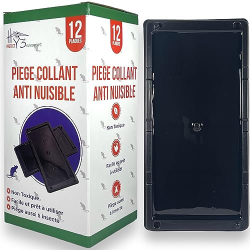 HY3 Piege a Souris⎮Grande Taille⎮12 Plaque Collante Souris⎮Piege a Rat⎮Piège à Souris⎮Plaque Souris⎮Attrape Souris⎮Colle Souris⎮Glue Souris⎮Plaque de Glue Souris⎮Plaque englué Souris⎮Puissant