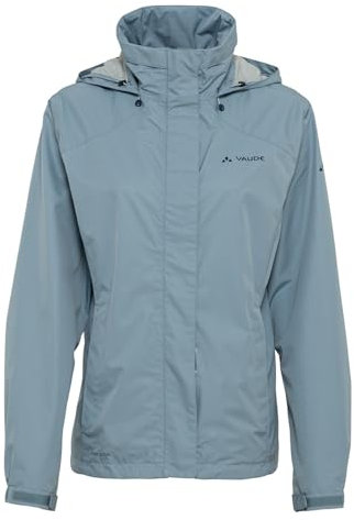 VAUDE Regenjacke Damen Escape Bike Light nordic blue, wasserfeste Outdoor-Jacke, atmungsaktive Fahrradjacke mit Kapuze im Kragen, Klimaschonende Wanderjacke, 34