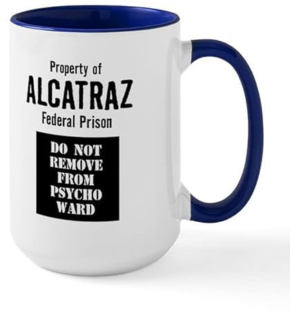 BAAROO Property of Alcatraz Große Tasse Keramik Kaffeetasse, Teetasse, 425 ml