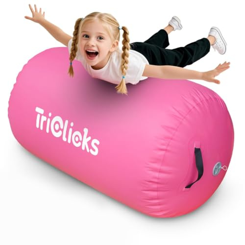 Triclicks Aufblasbare Air Roll Aufblasbare Luft Rollen Air Roller Yoga Roll Gym Air Barrel Gymnastikmatte Fitness Übungswalze für Zuhause, Outdoor, Fitness