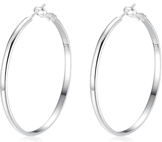 925 Sterling Silber Creolen - Dünne Große Hypoallergene Ohrringe für Damen