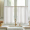Vangao Scheibengardine Leinen Bistrogardine Küche Einfarbig Modern Vorhänge Halbtransparent Paarig Schals Küchengardinen mit Kräuselband für Wohnzimmer Landhaus Kleine Fenster 2er-Set 65x115cm Weiß