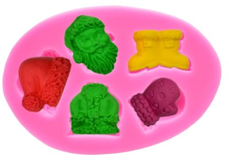 LABRIMP Santa Claus Gloves Boots Mold Chocolate Candy Molds Peelers for Kitchen Swiss Cake Molds Non Stick Pudding Molds Fall Silicone Molds Fondant Mold DIY Pink Muffin Dessert