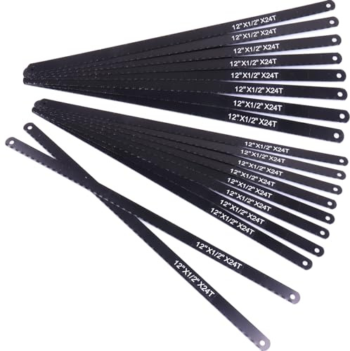 HKATOPS 20pcs 12X24T Hacksaw Blade,High Carbon Steel Hand Saw Blade for Gardeners,PVC Pipes,Wood Saws