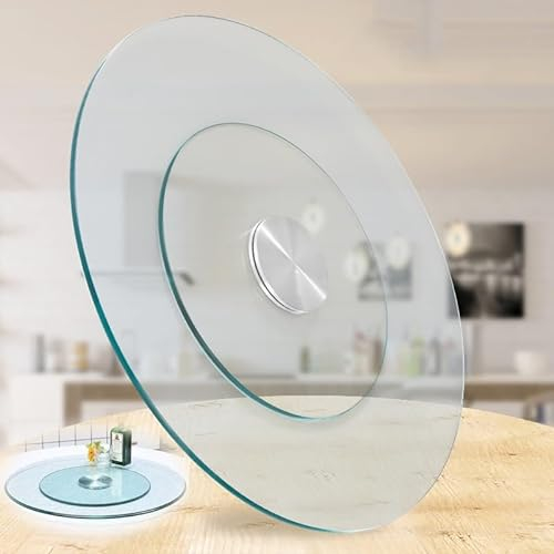 GHFTCCF 60cm/70cm/80cm/90cm/100cm Lazy Susan Drehteller, große gehärtetes Glas drehplatte, Runder Transparent Servierplatte Für Küche Esstisch(Color:100cm/40in)
