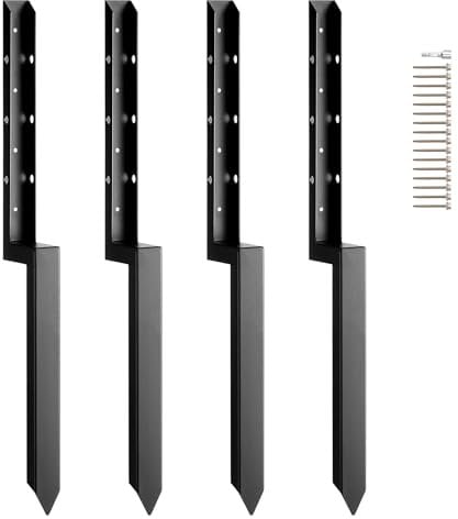 VEVOR Kit di Picchetti di Ancoraggi per Pali Recinzione, Picchetti di Supporto in Acciaio, Riparazione Inclinato Legno Rotto, Palo per Recinzione Avvolgente, Diametro Interno 51 x 51 mm 4 Pezzi