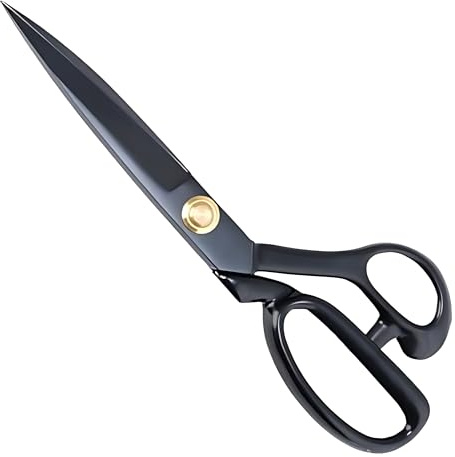 Professional Fabric Scissors - Heavy Duty Sewing Shears with High Carbon Steel Blades for Precise Cutting, Tailoring,Crafts, Industrial Strength Use, Sharp Precision Dressmaking Tools (Black, 20 cm)