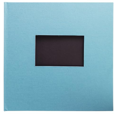 Exacompta - Ref. 16288E - 1 Fotoalbum Buch Pop'N Co - 60 Fotos - 30 schwarze Seiten - Format 25 x 25 cm - Stoffeinband Farbe Cyan - mit Personalisierungsfenster