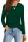 Elesomo T Shirts for Women Crew Neck Tops Ladies Tshirts Long Sleeve Tees, Dark Green UK 12 14