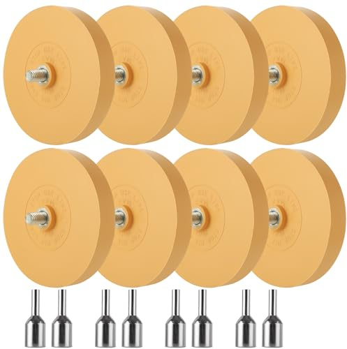 FVIEXE 8 Pack Decal Remover Eraser Wheel, 3.5in Adhesive Remover Rubber Wheel Decal Remover for Drill Eraser Wheel Graphics Pinstripe Sticker Remover Car Decal Vinyl Tape Remover Tool