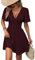 LIAMERHE Abito Donna Manica Corta Scollo a V Elegante Vestito Vita Alta Casual Stampa Floreale Vestito Estivi Abito Maniche a Farfalla Fucsia S