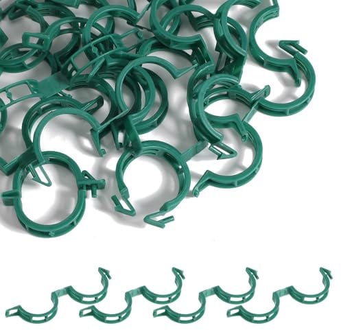 Tyqour 100Pcs Green Plant Clips for Climbing Plants, Reusable Garden Plant Support Clips Vine for Indoor and Outdoor, Flower Stem Clip for Thriving Growth, Fixing Tomatoes, Vegetables, Cucumbers