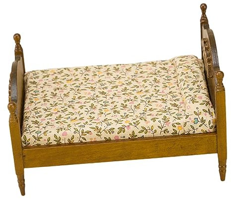 BESPORTBLE Puppenhausmöbel Doppelbett Modell Für Puppenhaus Schlafzimmer Dekoration Im Floralen Design Für Puppenhaus Zubehör Und Kreative Spielwelten