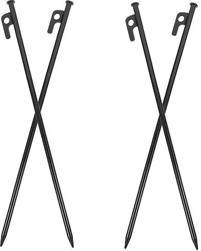 4 Stück Schwarze Stahl Zeltnägel für Zelt und Tarp, 40 cm | Robuste Bodenanker für Camping und Outdoor, Stabile Fixierung, Leicht Einzusetzen
