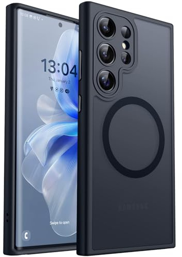 CANSHN für Samsung Galaxy S22 Ultra Hülle mit Kameraschutz, Schwarz