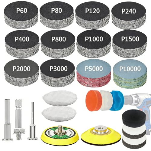 VPAFPEKG 193 Stück Polieraufsatz Akkuschrauber, 50mm Scheinwerfer Aufbereitung Set, Scheinwerfer Polierset Polieraufsatz, Poliermaschine Auto Politur Set, Polierschwamm Polierpad für Metall Holz Glas