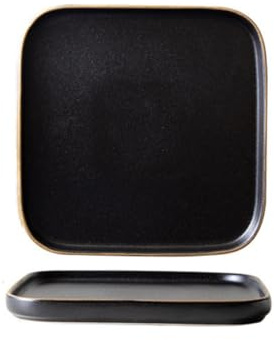 FELTECHELECTR Piatto Quadrato in Materiale Ceramico Nero Opaco per Ristorante e Festa Personale, Piatto da Bistecca Robusto e Raffinato per Matrimonio