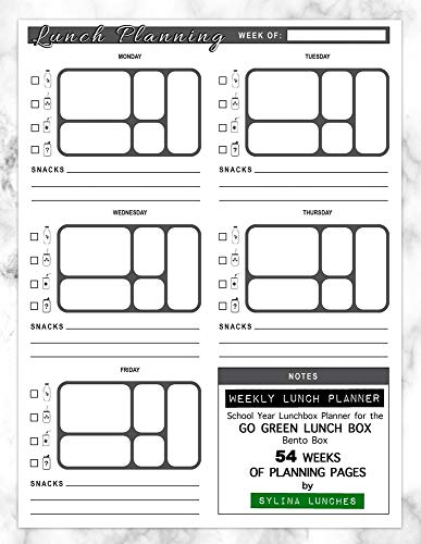 Weekly Lunch Planner: School Year Lunchbox Planner for the Go Green Lunch Box Bento Box: 54 Weeks of Planning Pages (Bento Box Lunch Ideas, Band 10)