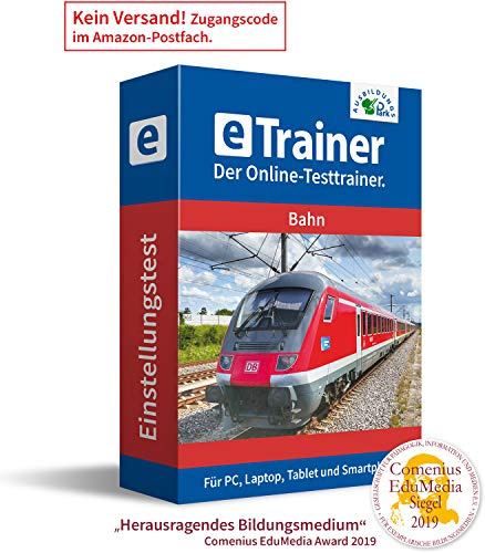 Bahn Einstellungstest 2026: eTrainer – Der Online-Testtrainer | Über 1.600 Aufgaben mit Lösungen: Allgemeinwissen, Deutsch, Englisch, Mathematik, logisches Denken, visuelles Denken und mehr
