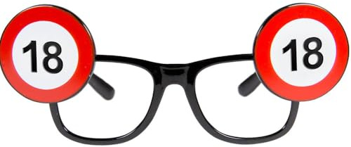 Folat 24918 Geburtstag Spaß-Brille Verkehrsschild, Zahl 18