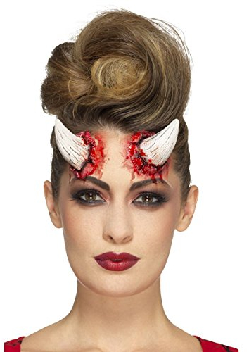 Smiffys Make-Up FX, Latex Devil Horn Prosthetics, with Adhesive, Cosmetics and Disguises Fancy Dress, Devil Dress Up Cosmetics & Disguises.