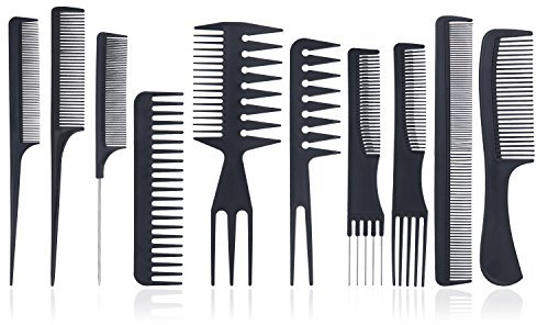 Meersee Haarkämme, 10 Stück, professionelle Carbonfaser, für Salon, Bart, Haar