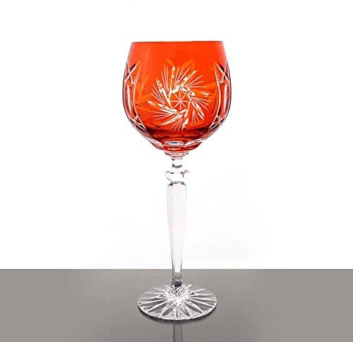Weinglas Weinkelch Römer Glas Schleuderstern 250 ml Orange Handgeschliffen Kristallglas