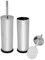 Harbour Housewares Toilet Brush and Holders - Brushed - Pack of 2 - Round Toilet Bowl Brush & Holder Stainless Steel Bathroom Deep Cleaning Scrub