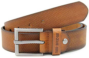 Red Bridge Herren Gürtel Echtleder Ledergürtel Leather Belt Scratched Honeycomb Taba 90